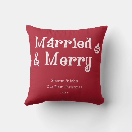 Getrouwd en Vrolijk Onze Eerste Kerstmis Pas getro Kussen (Achterkant)