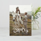 Getrouwd en Vrolijk  Pas getrouwd Feestdagenkaart (Staand voorkant)