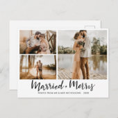 Getrouwd en vrolijk | Script Moderne Pas getrouwd Briefkaart (Voorkant / Achterkant)