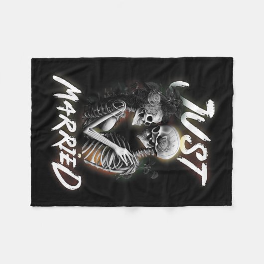 Getrouwd Halloween Skeleton bruid en bruidegom bru Fleece Deken (Voorkant (Horizontaal))