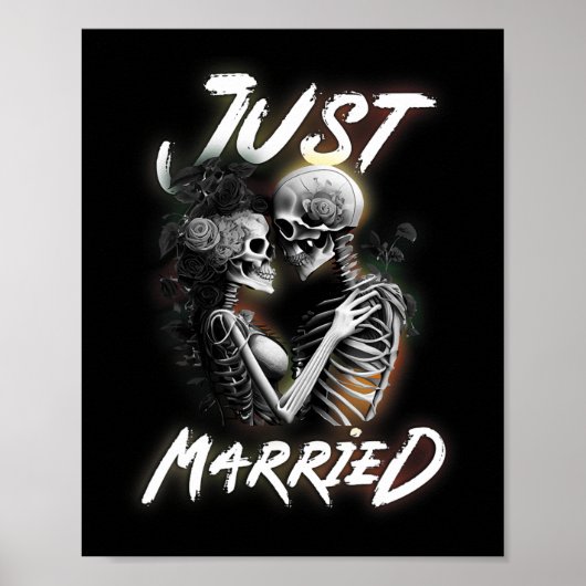 Getrouwd Halloween Skeleton bruid en bruidegom bru Poster (Voorkant)