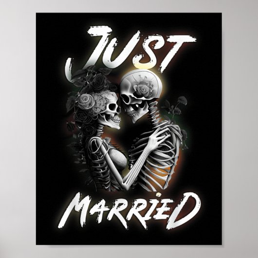 Getrouwd Halloween Skeleton bruid en bruidegom bru Poster (Voorkant)
