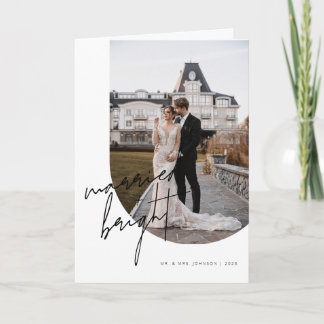 Getrouwd + Helder Script Calligrafie Boog Foto Feestdagen Kaart