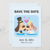 Getrouwd hond paar save the date (Voorkant / Achterkant)