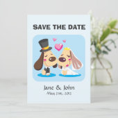 Getrouwd Hondenstel Save The Date (Staand voorkant)