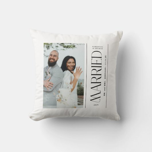 Getrouwd Huwelijksfoto Pasgetrouwden Kerstmis Kussen (Voorkant)