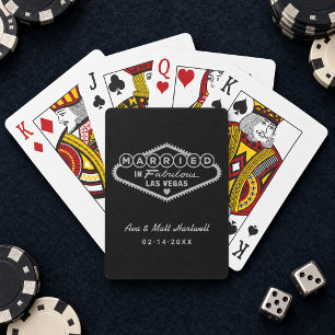 Getrouwd in het fabuleuze Las Vegas Zwart Zilver Pokerkaarten