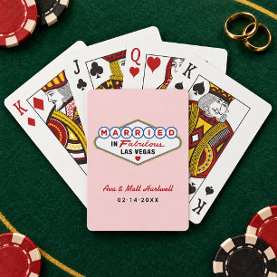 Getrouwd in het prachtige Las Vegas Roze Pokerkaarten