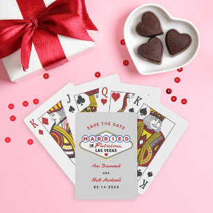 Getrouwd in Las Vegas Gray Bewaar de Datum Pokerkaarten