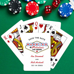 Getrouwd in Las Vegas White Save the Date Pokerkaarten