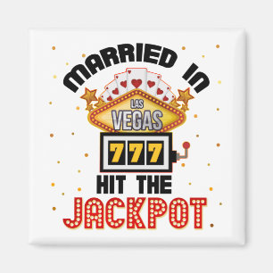Getrouwd in Vegas Jackpot Casino Wedding Couple Magneet