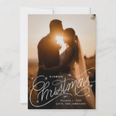 Getrouwd Kerst Handlettering Foto Feestdagenkaart (Voorkant)