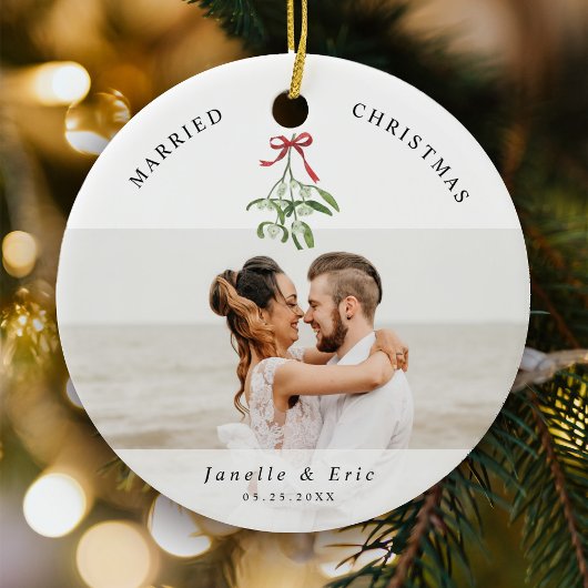 Getrouwd Kerst Schattige Mistletoe Passen getrouwd Keramisch Ornament