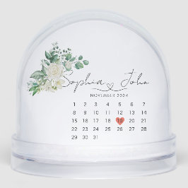 Getrouwd Kerst Trouwdatum Hartschrift Sneeuwbol