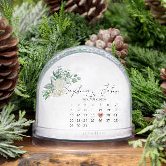 Getrouwd Kerst Trouwdatum Hartschrift Sneeuwbol