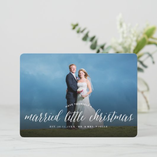 Getrouwd kerstfoto bruiloft feestdagenkaart (Staand voorkant)