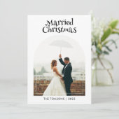 Getrouwd Kerstmis Bruiloft Dank u Foto Feestdagenkaart (Staand voorkant)