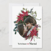 Getrouwd Kerstmis Poinsettia Foto Bruiloft Kaart (Voorkant)