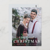 GETROUWD KERSTMIS | Trendy script kerst Briefkaart (Voorkant / Achterkant)