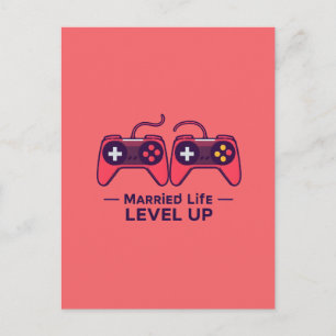 Getrouwd Leven Level Up Gaming Kunst Briefkaart