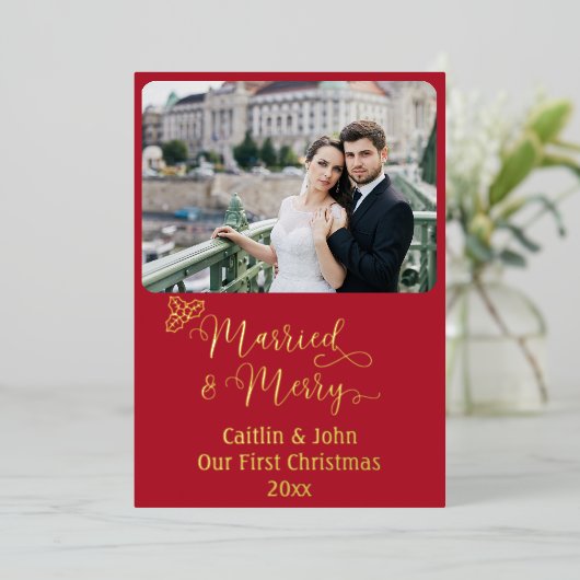 Getrouwd Merry Custom Passen getrouwd First Christ Folie Feestdagenkaart (Staand Voorkant)