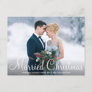 GETROUWD MET KERSTMIS Elegante huwelijksaankondi Briefkaart