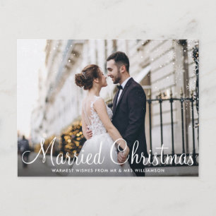 GETROUWD MET KERSTMIS witte scriptfoto Briefkaart