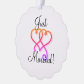 Getrouwd met Rainbow Swirly Hearts Ornament Kaart (Links)
