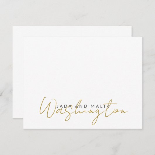 Getrouwd Naam Huwelijk Monogram Goud Script op Wit Notitiekaartje (Voorkant / Achterkant)