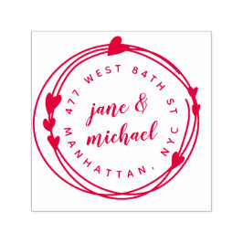 Getrouwd paar Hand getrokken krans retouradres Zelfinktende Stempel