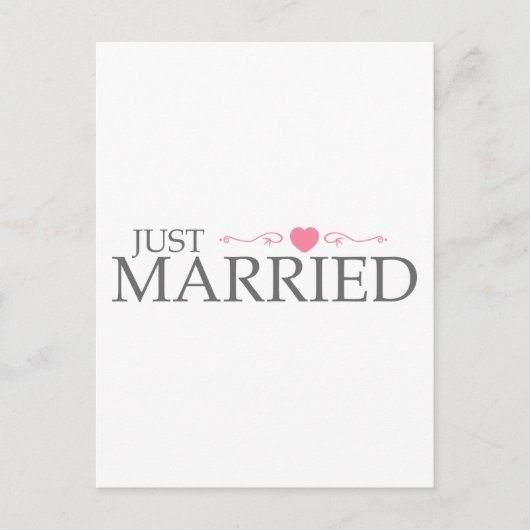 Getrouwd (Pink Heart Scroll) Aankondigingskaart (Voorkant)