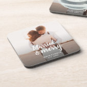 Getrouwd & Vrolijk Bruiloft Dank u Kerstmis Foto Bier Onderzetter (Linkerzijde)