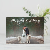 Getrouwd & Vrolijk Bruiloft Foto Kerstmis Kaart W (Staand voorkant)