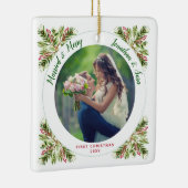 Getrouwd & Vrolijk | Eerste kerstfoto Keramisch Ornament (Rechts)