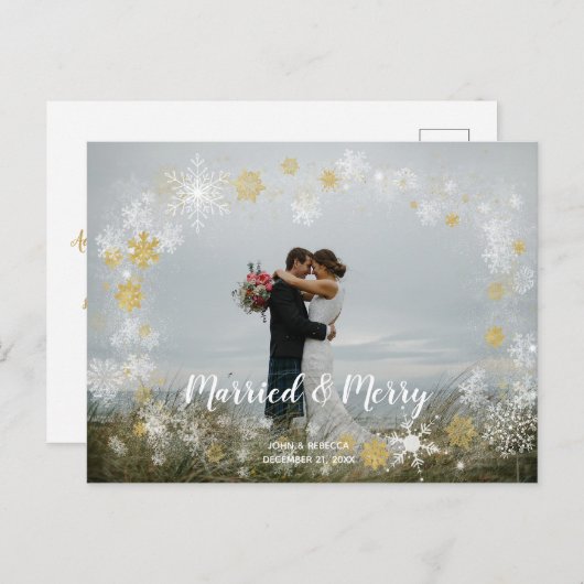 Getrouwd & vrolijk kerstvakantie Foto briefkaart (Voorkant / Achterkant)