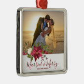 Getrouwd & vrolijk kerstvakantie Foto ornament (Rechts)