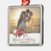 Getrouwd & vrolijk kerstvakantie Foto ornament (Links)