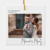 Getrouwd & vrolijk script Pas getrouwd kerst Keramisch Ornament (Voorkant)