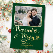 Getrouwd Vrolijke Passen getrouwd 1e Kerstmis Groe Folie Feestdagenkaart