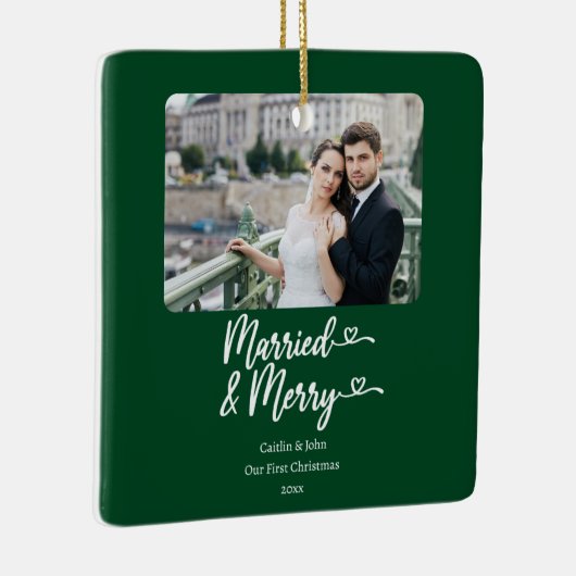 Getrouwd Vrolijke Passen getrouwd 1e Kerstmis Groe Keramisch Ornament (Rechts)