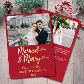 Getrouwd Vrolijke Passen getrouwd Custom Rood Eers Folie Feestdagenkaart