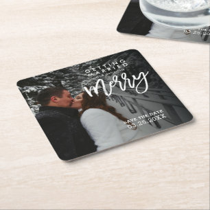 Getrouwd worden Modern Rustic Save The Date Vierkante Kartonnen Onderzetter