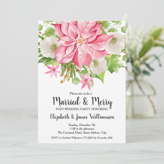 Getrouwde en vrolijke kerst uitnodigingen na de br (Staand voorkant)