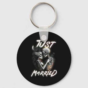 Getrouwde Halloween Skelet Bruid En Bruidegom Huwe Sleutelhanger