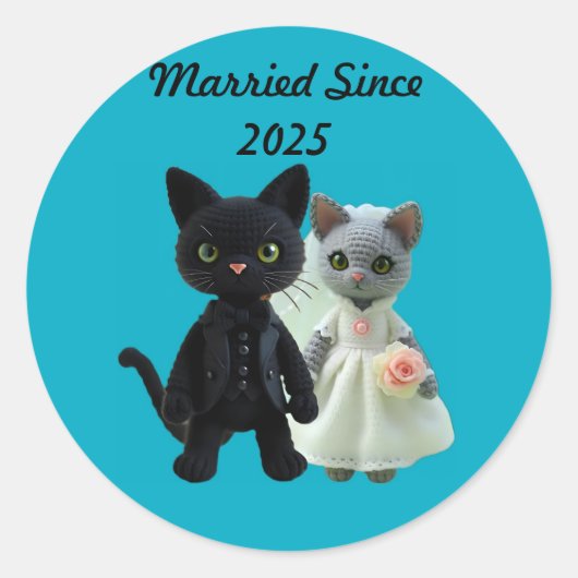 Getrouwde Katten 2025 Ronde Sticker (Voorkant)