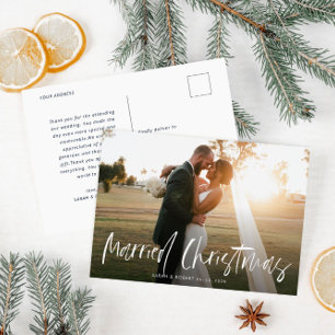 Getrouwde kerst trendy bruiloft aankondiging briefkaart