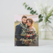 Getrouwde kerstfoto Weddenschap Bedankt Feestdagenkaart (Staand voorkant)