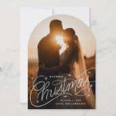 Getrouwde Kerstmis Hand-Lettered Holiday Photo Car Kaart (Voorkant)