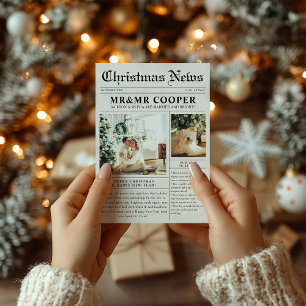 Getrouwde krant kerstfoto feestdagenkaart