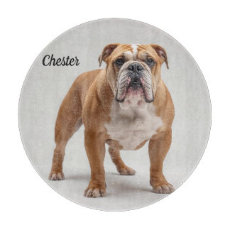 Getrouwe Bulldog Gepersonaliseerde Ronde Glas Snij Snijplank